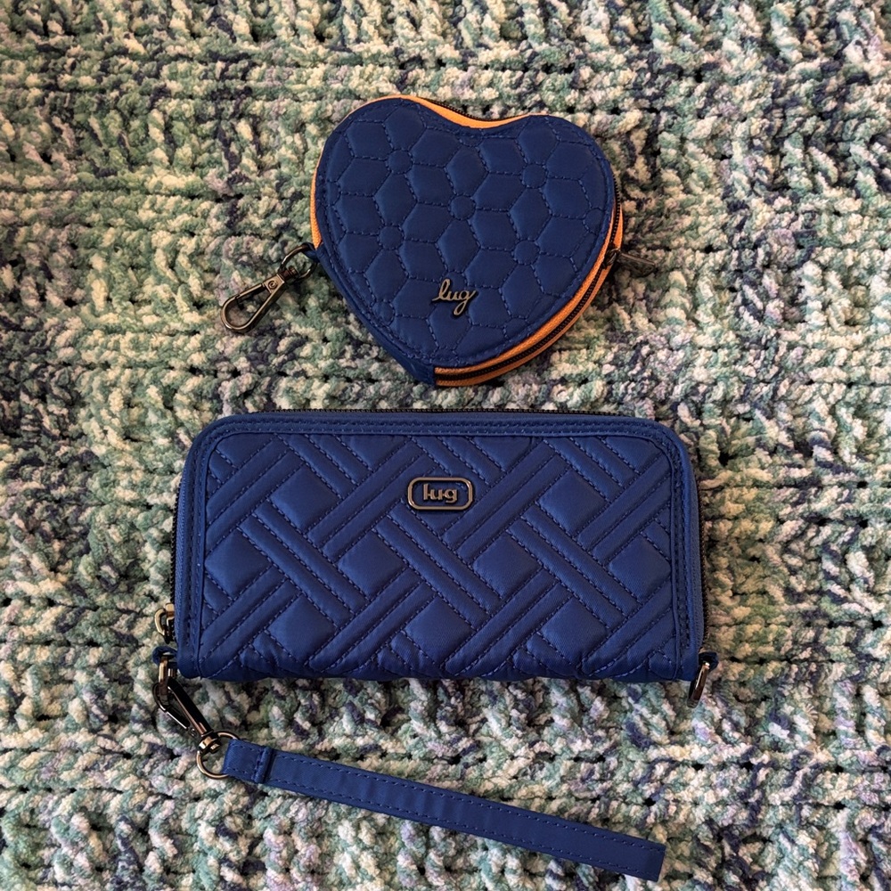 LUG Whirly wristlet wallet with matching heart pouch
